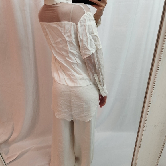 IRO Cream Button Down Shirt Colored mesh layer fashion trendy street wear White - Picture 4 of 9